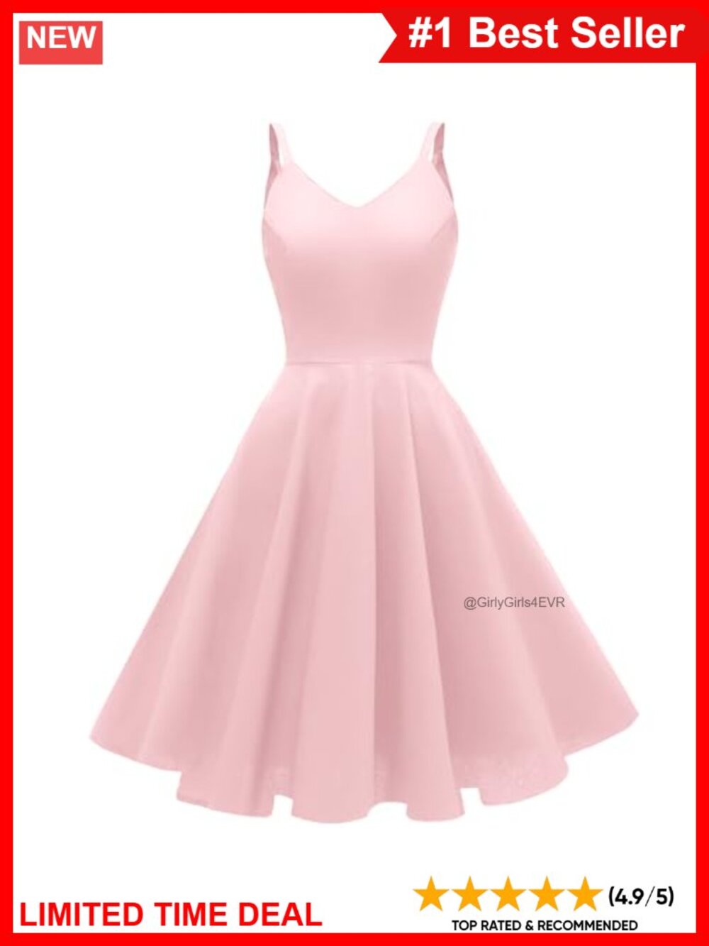 Vintage Spaghetti Strap A-Line Cocktail Dress with Pockets